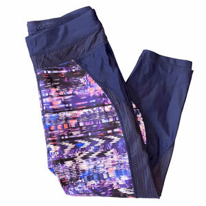ATHLETA Navy Adjustable Waist Capri mesh detail Multicolor Size M